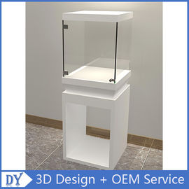 ओईएम निर्माण अच्छी कीमत लकड़ी का कांच सफेद रंग के साथ ताले के साथ perspex प्रदर्शन स्टैंड