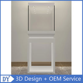 ओईएम निर्माण अच्छी कीमत लकड़ी का कांच सफेद रंग के साथ ताले के साथ perspex प्रदर्शन स्टैंड