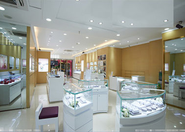खुदरा दुकान प्रकाश वाणिज्यिक आभूषण दीवार प्रदर्शन मामले उच्च चमकदार सफेद रंग