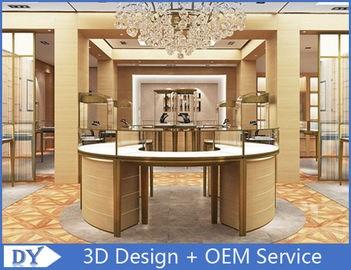 ओईएम आधुनिक गोल आकार आभूषण दुकान प्रदर्शन काउंटर में दाग स्टील एमडीएफ